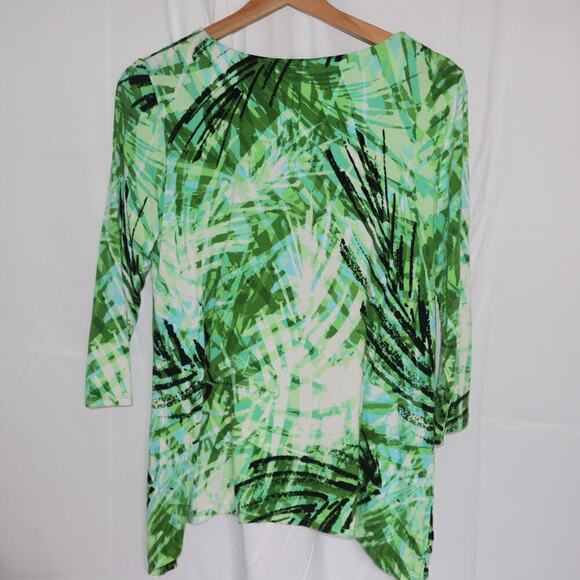 Ruby Road Blouse Women PS Assymetric Hem Green Vines - Picture 13 of 14